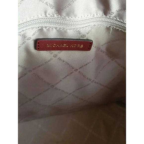 Michael Kors Charlotte Saffiano Leather Zip Tote Burgundy Wine NWT